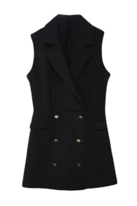 TRENDYOLMİLLA Black Jacket Collar Button Closure Mini Jumpsuit - Image 6