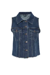 TRENDYOLMİLLA DARK BLUE More Sustainable Crop DENIM Vest - Image 7