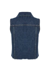 TRENDYOLMİLLA DARK BLUE More Sustainable Crop DENIM Vest - Image 8
