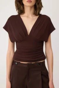TRENDYOLMİLLA Brown Fitted/Drape Detailed Knitting Blouse - Image 3