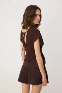 TRENDYOLMİLLA Brown Fitted/Drape Detailed Knitting Blouse - Image 4