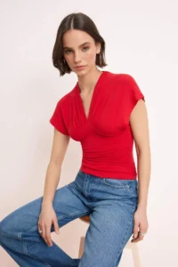 TRENDYOLMİLLA Red Fitted/Drape Detailed Knitting Blouse - Image 2