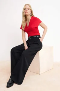 TRENDYOLMİLLA Red Fitted/Drape Detailed Knitting Blouse - Image 7