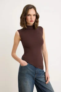 TRENDYOLMİLLA Brown-Khaki 2 Sets Package Fitted Asymmetric Knitting Blouse - Image 2