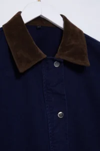TRENDYOLMİLLA DARK BLUE Contrast Suede Collar Oversized DENIM Shirt Jacket - Image 7