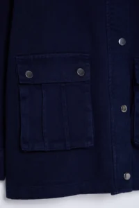 TRENDYOLMİLLA DARK BLUE Contrast Suede Collar Oversized DENIM Shirt Jacket - Image 8