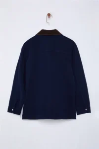TRENDYOLMİLLA DARK BLUE Contrast Suede Collar Oversized DENIM Shirt Jacket - Image 9