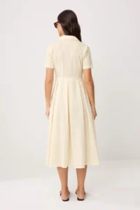 TRENDYOLMİLLA Yellow Striped Skirt Opened at Waist buttoned Midi Weaving Dress - Image 4