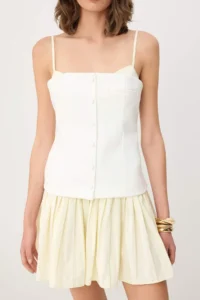 TRENDYOLMİLLA WHITE Yellow pleated Mini Tek Piece Weaving Dress - Image 3