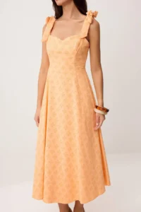 TRENDYOLMİLLA Salmon Plain Binding Detailed Maxi Weaving Dress - Image 3