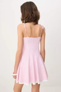 TRENDYOLMİLLA Pink Striped buttoned Short / Mini Weaving Dress - Image 4