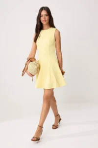TRENDYOLMİLLA Yellow Plain Embroidered Short / Mini  Weaving Dress