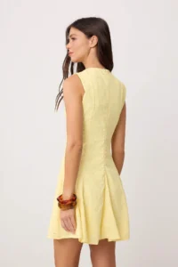 TRENDYOLMİLLA Yellow Plain Embroidered Short / Mini  Weaving Dress - Image 4