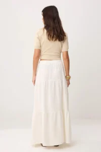 TRENDYOLMİLLA WHITE 100% Cotton Muslin LONG Maxi Skirt - Image 4
