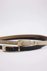 SHOES Black/Beige 2 Sets Paket Thin Women Belt