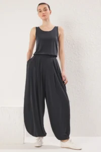 TRENDYOLMİLLA Anthracite Modal Fabric Flexible Premium Knitting Jumpsuit