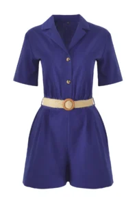 TRENDYOLMİLLA Navy Blue Arched linen blended Wide Leg  Weaving Jumpsuit - Image 5