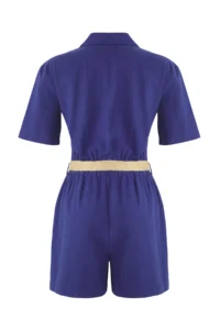 TRENDYOLMİLLA Navy Blue Arched linen blended Wide Leg  Weaving Jumpsuit - Image 7