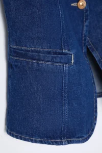 TRENDYOLMİLLA More Sustainable DARK BLUE Gold buttoned Sewing Detailed DENIM Vest - Image 8