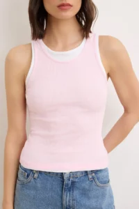 TRENDYOLMİLLA Wardrobe Essentials-Pink Double Layer Fitted Sleeveless Flexible Knitting Tank Top - Image 3