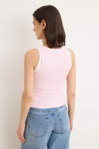 TRENDYOLMİLLA Wardrobe Essentials-Pink Double Layer Fitted Sleeveless Flexible Knitting Tank Top - Image 4
