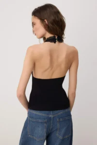 TRENDYOLMİLLA Black Fitted Barbell Neck Lace Detailed Soft Knitting Tank Top - Image 4