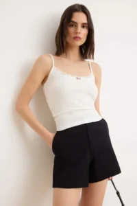 TRENDYOLMİLLA Ecru Fitted Square Neck Thin Sleeveless Sleeveless Knitwear look Knitting Tank Top - Image 2