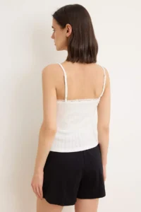 TRENDYOLMİLLA Ecru Fitted Square Neck Thin Sleeveless Sleeveless Knitwear look Knitting Tank Top - Image 4