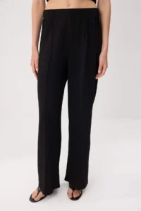 TRENDYOLMİLLA Black peplum Sleeveless Wide Leg Soft Touch Knitting Top and Bottom Set - Image 3