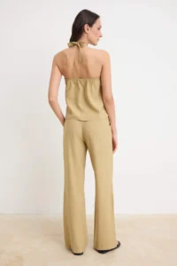 TRENDYOLMİLLA Dark BEIGE Hair Clip Detailed Soft Touch Blouse Weaving Bottom - Top Set - Image 4