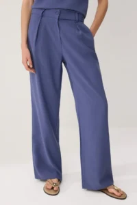 TRENDYOLMİLLA Indigo Hair Clip Detailed Soft Touch Blouse Pants Weaving Bottom - Top Set - Image 3