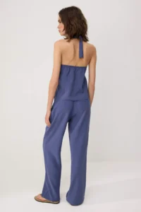TRENDYOLMİLLA Indigo Hair Clip Detailed Soft Touch Blouse Pants Weaving Bottom - Top Set - Image 4
