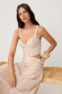 TRENDYOLMİLLA Colorful Simli Striped Blouse Skirt Bottom - Top Set - Image 2
