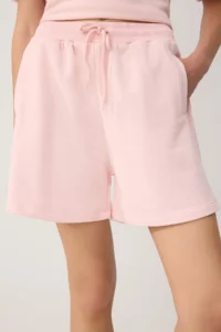 TRENDYOLMİLLA Pink Oversized Drop Sleeve Short Sleeve 2 Yarn combed Knitting Top and Bottom Set - Image 3