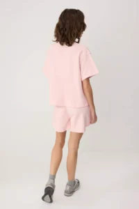 TRENDYOLMİLLA Pink Oversized Drop Sleeve Short Sleeve 2 Yarn combed Knitting Top and Bottom Set - Image 4