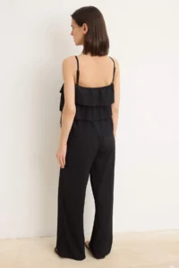 TRENDYOLMİLLA Black Regular Thin Sleeveless Sleeveless Wide Leg textured Knitting Top and Bottom Set - Image 4