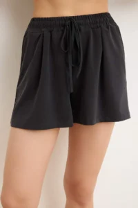 TRENDYOLMİLLA Anthracite relaxed Cowl Neck Wide Leg Short / Mini Modal Knitting Bottom Top Set - Image 3