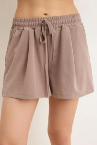 TRENDYOLMİLLA Mink relaxed Cowl Neck Regular Waist Wide Leg Short / Mini Modal Knitting Bottom Top Set - Image 3