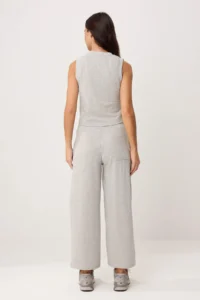 TRENDYOLMİLLA Gray Melange Plain Wide Leg Short Wide Leg Premium Soft Knitting Bottom - Top Set - Image 4