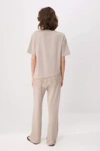 TRENDYOLMİLLA Stone Oversized/Wide Pattern Lace Detailed Short Sleeve Asymmetric Knitting Bottom - Top Set - Image 4