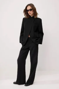 TRENDYOLMİLLA Black Stand-up Collar Comfortable Pattern Lined padded Blazer Jacket - Image 2