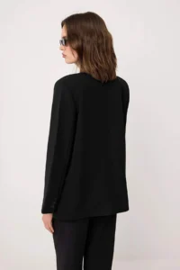 TRENDYOLMİLLA Black Stand-up Collar Comfortable Pattern Lined padded Blazer Jacket - Image 4