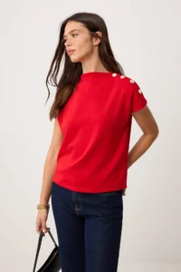 TRENDYOLMİLLA Red Regular/Normal Pattern Dog collar Accessory Detailed Crop Soft Touch Knitting Blouse