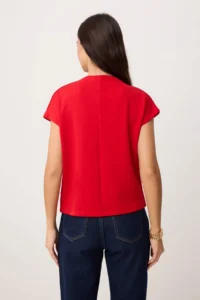 TRENDYOLMİLLA Red Regular/Normal Pattern Dog collar Accessory Detailed Crop Soft Touch Knitting Blouse - Image 4