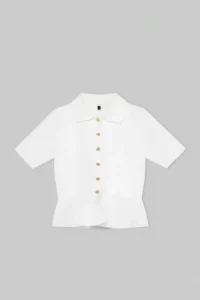 TRENDYOLMİLLA Ecru peplum/Waisted Button Detailed Knitwear Blouse - Image 4