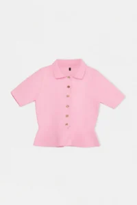 TRENDYOLMİLLA Pink peplum/Waisted Button Detailed Knitwear Blouse Knitwear Blouse - Image 4