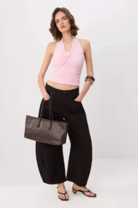 TRENDYOLMİLLA Pink Fitted Barbell Neck with accessories Soft Knitting Blouse - Image 2