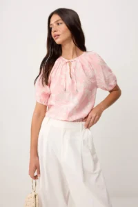 TRENDYOLMİLLA Pink Patterned Rahat Pattern Weaving Blouse