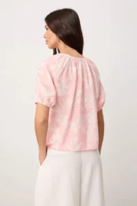 TRENDYOLMİLLA Pink Patterned Rahat Pattern Weaving Blouse - Image 4