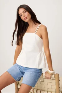 TRENDYOLMİLLA WHITE Strap Adjustable Weaving Blouse